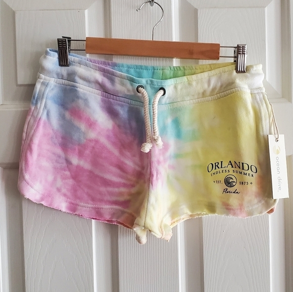 NWT Ocean Drive Orlando Florida Endless Summer Tie-Dye Women's Shorts Size L - Picture 1 of 6